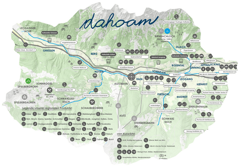 Karte regionaler Produzenten und landwirtschaftlicher Betriebe in Leogang und Umgebung